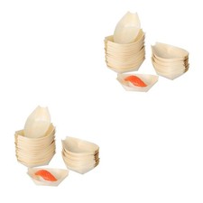 100 Pcs  Mini Sushi Wood Boat