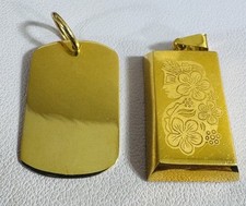 Saudi 22K Solid 916 Real Gold Two Set (2) Bar/Rectangle Pendant 9.1g