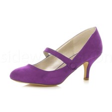 Womens ladies low medium heel mary jane smart work court shoes party pumps size