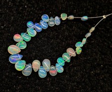 4x5mm Natural Ethiopian Fire Opal Pear Smooth Loose Gemstone Beads Strand 4"