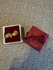 Vintage 9ct Gold Leaf Earrings From H Samuel 1980s