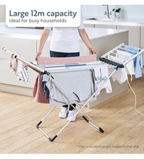 Minky Wing 12m Heated Clothes Airer with Cover | Indoor Drying Rack for Laundry