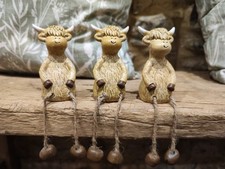 Highland Cow Ornament Shelf Sitter Dangly Legs