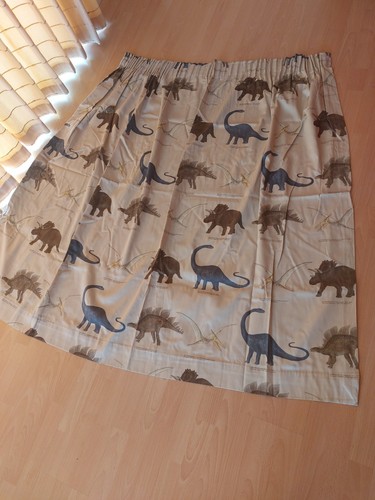 Beige dinosaur curtains 66inc - curtains,