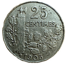 France Pièce de 25 Centimes 1905 Auguste Patey
