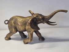 VINTAGE BRASS ELEPHANT INDIAN AFRICAN DETAILED CAST HEIGHT 9.5cm WEIGHT 515g