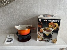 Vintage Le Creuset Cast Iron chocolate Fondue In Volcanic Orange 14 boxed