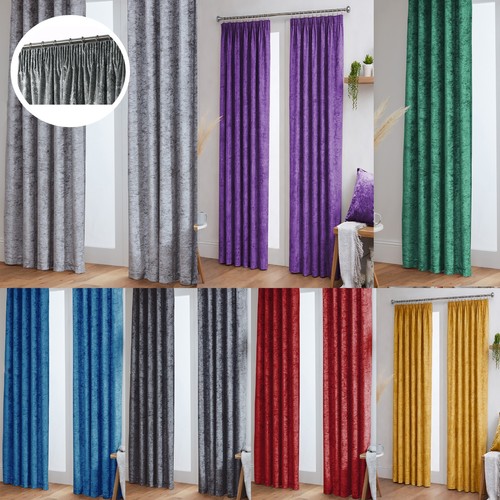 Crushed velvet curtains pair - crushed,