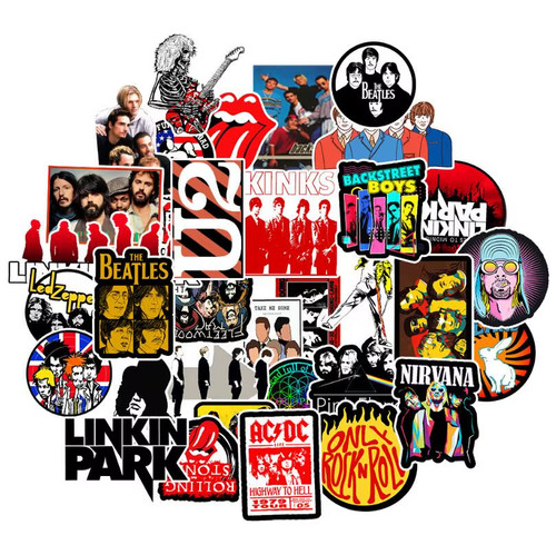 50pcs rock band stickers vinyl - rock,