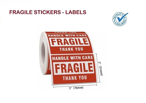 Fragile stickers labels red - fragile,