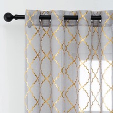 Gold Grey Sheer Curtains 108