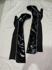 Black Faux Leather Knee-high