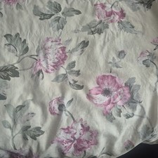 Pair Lined Curtains 64x 52" Ashley Wilde Group Pink Floral Flowers Gray Beige