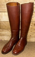 English Brown Leather Long Equestrian Riding Boots - UK Size 7
