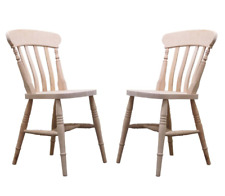 Set of 2 Farmhouse Beech Slat-Back Chairs- Unfinished