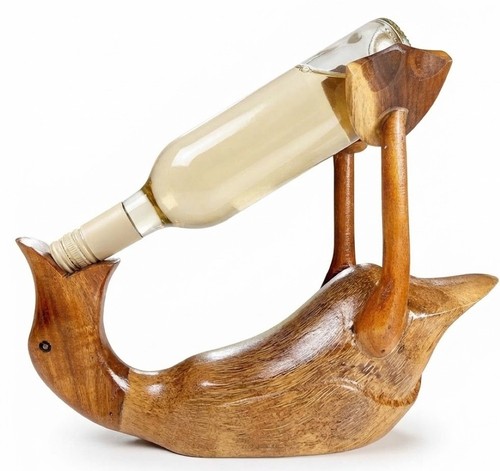 Wooden duck wine bottle holder - wooden,