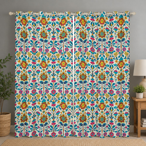 Floral print curtains 2 - floral, (2