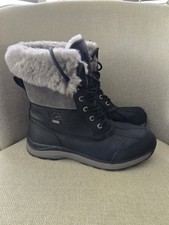 UGG Adirondack III Black Grey Gray Waterproof Leather Snow Boots Size 9