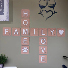 OAK 80mm 3D Wooden Scrabble Style Wall Tiles Letters Art Family Tree Crossword