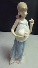 Retired Lladro Figurine #5648 'Courtney'  Girl in Blue with Straw Hat