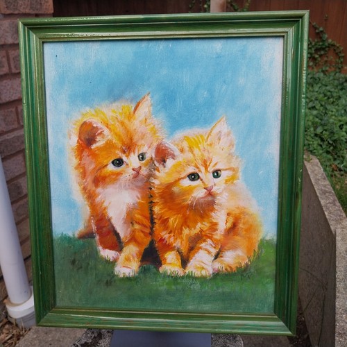 Framed vintage painting - vintage,