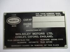 nameplate sign Wolseley vintage s76 