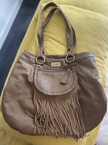 Tan leather fringe matthew - tan,
