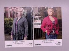 EastEnders Carol Jackson Lindsey Coulson Signed Cast Cards x2 Undedicated