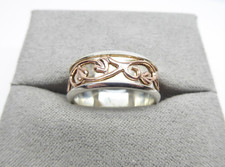 Clogau Gold Silver & 9ct Rose Gold Tree of Life Ring 8mm Size N