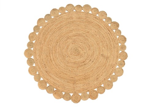 Round rug natural jute braided - jute,