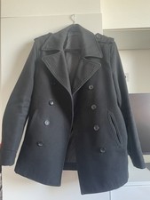 Men black pea coat