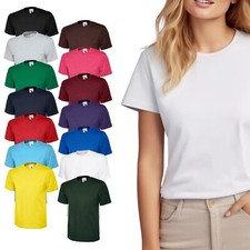 Ladies Cotton T Shirt Round Neck Plain Top Size 6 to 32 - WOMENS BAGGY CASUAL