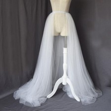 White Detachable Tulle Overskirt Skirt Black Elastic Waist Wedding Skirt Train