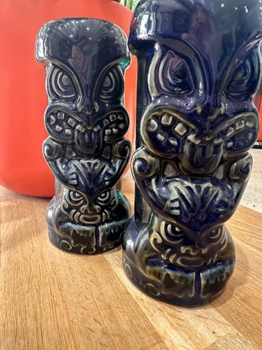 Pair tiki mugs dark - dark, blue