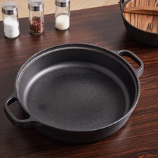 Cast Iron Cookware Frying Pan Grill Baking Pot Skillet Pizza Pan Deep Pan 25CM