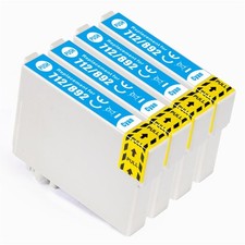 4 Cyan Ink Cartridges Replace Epson Stylus T0712 Non-OEM / Compatible 