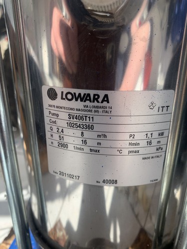 Lowara water pump sv406t11 - water,