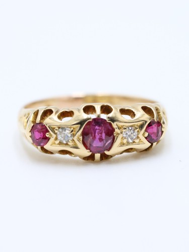 Ruby diamond gold ring 18ct - gold,
