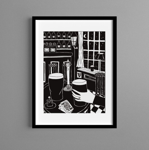 Pub illustration print - pub,