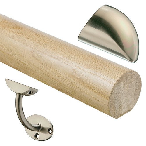 Solid oak wall handrail - wall,