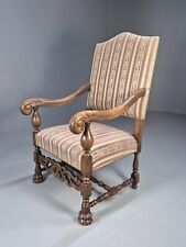 Vintage Danish Carver Chair Regency Stripe Oak Frame Baroque Style EB8987 VCAR