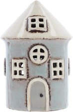 Shudehill Giftware Village Pottery Ceramic Round Heart House Mini Tealight Grey