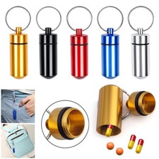 2/4x Keyring Tablets Medicine Container Pill Box Aluminium Key Chain Drug Holder