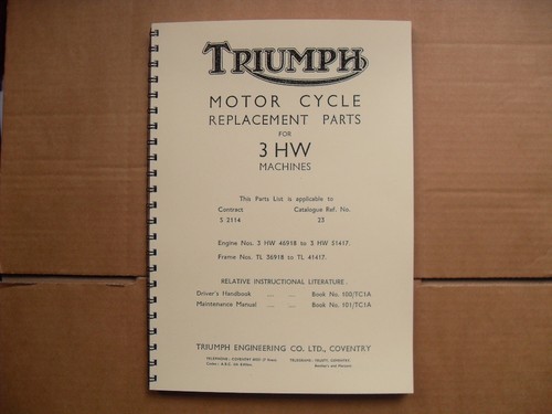 Triumph 3hw parts book - ,