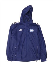 ADIDAS Mens Hooded Rain Jacket UK 42/44 Large Blue Nylon GN01