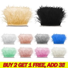 35 Colours Quality Ostrich Feather Fringe Trim for Millinery Hat Craft Dress 1 M