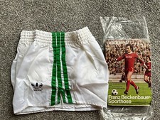 Brand New Vintage Adidas Nylon Shorts White Green Glanz Sprinter Shiny football