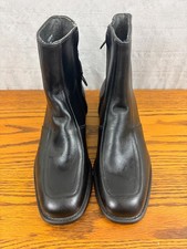 Mason Men's size 8D Genuine Leather Side Zip Ankle Beatle Boots Square Toe Black