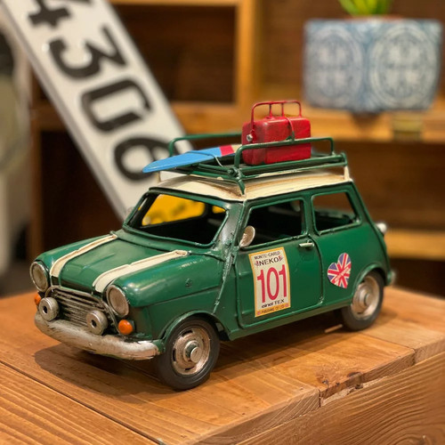 Vintage tin mini car - vintage, green