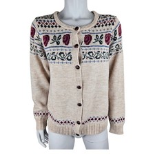Falmer Heritage Cardigan Womens 14 Wool Blend Fair Isle Cottagecore